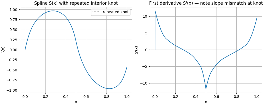 B spline repeated knots